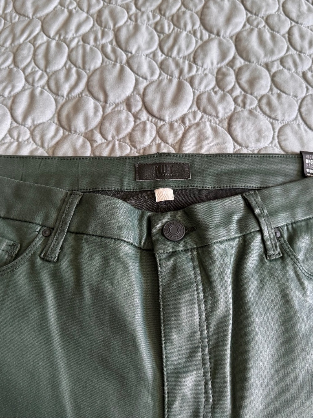 NWT KUT From the Kloth High Rise Wide Leg Green Pants Size 16